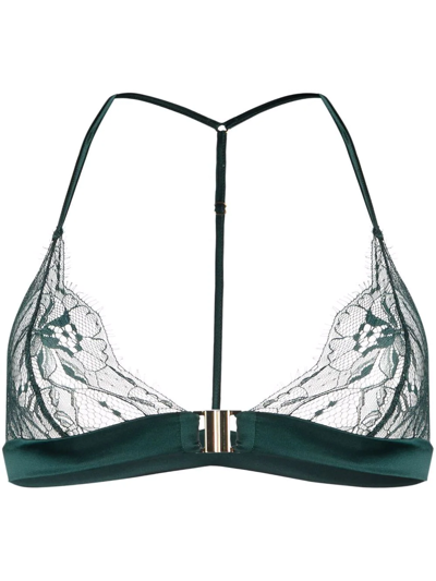 Fleur Of England Ela Lace-trim Boudoir Bra In Green