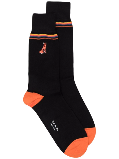 Paul Smith Fox-embroidered Socks In Black