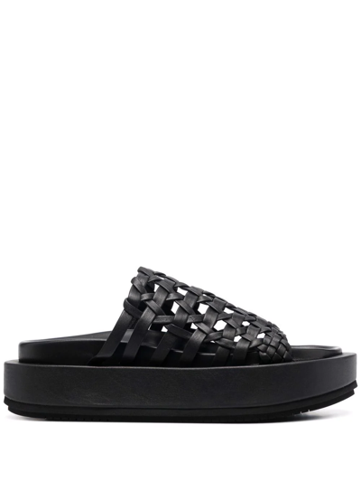 Paloma Barceló Braided-strap Leather Sandals In Black