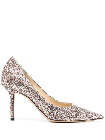Jimmy Choo Love 85mm Glitter-detail Pumps In Pink