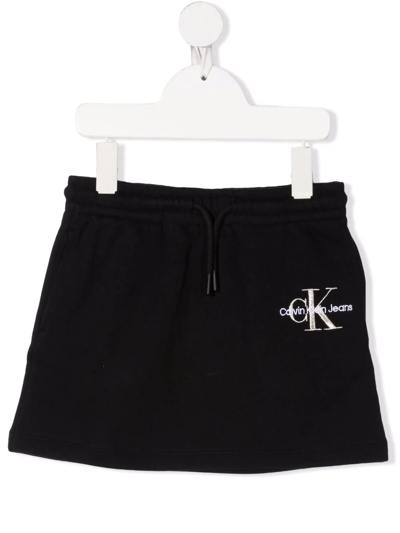 Calvin Klein Kids' Logo-embroidered Mini Skirt In Black