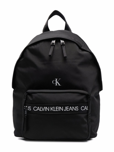 Calvin Klein Kids' Logo-tape Backpack In Black