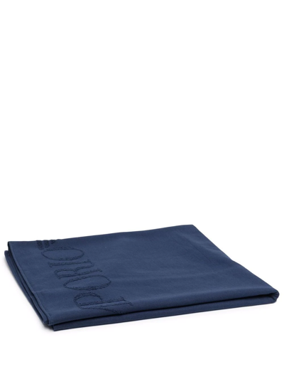 Emporio Armani Logo-print Beach Towel In Blue