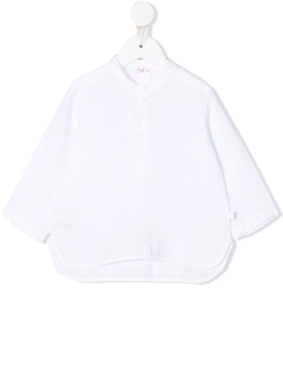 Il Gufo Babies' Button-placket Linen Shirt In White