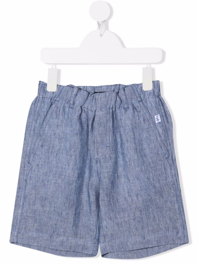 Il Gufo Kids' Slub-textured Linen Shorts In Blau