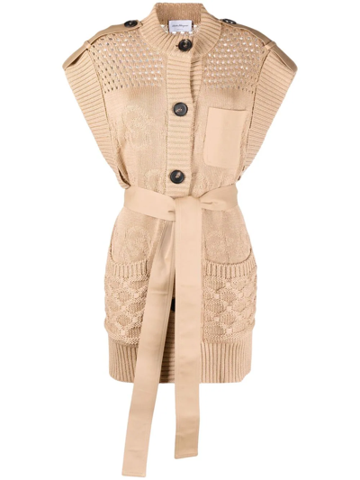 Ferragamo Gancio S Jacquard Knitted Waistcoat In Beige