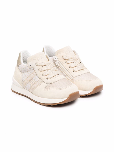 Hogan Kids' Panelled Lace-up Trainers In Neutrals