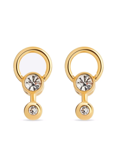 Balenciaga Force Ball Earrings In Shiny Gold Crystal