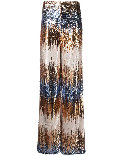 Philipp Plein Gothic Plein Sequin Wide Trousers In Gold