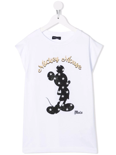 Monnalisa Kids' Mickey-print T-shirt In White