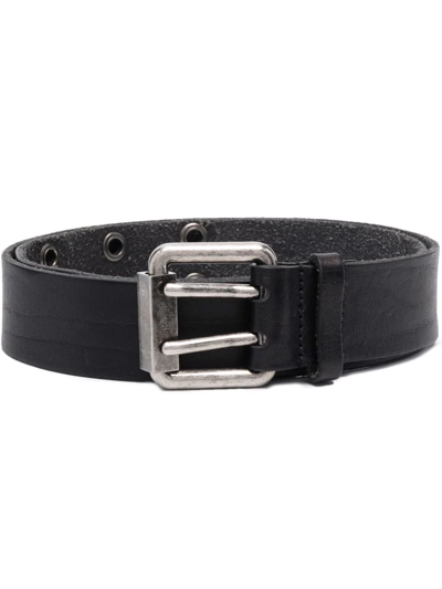 Saint Laurent Square Buckle Leather Belt In Black