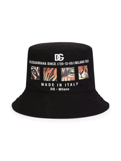Dolce & Gabbana Kids' Logo-print Bucket Hat In Black