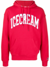 Icecream College Brand-print Cotton-jersey Hoody In Red