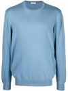 Boglioli Sky Blue 100% Cotton Crewneck Sweater In Blue