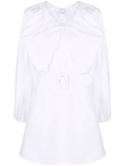 Patou Oversize-collar Cotton Dress In Bianco