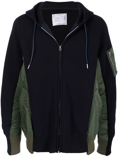 Sacai Bomber Jacket Hybrid Panelled Hoodie In Multi-colored