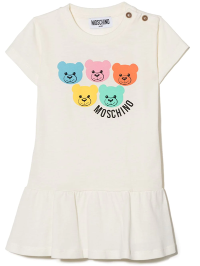 Moschino Babies' Teddy Bear Printed Dress In White