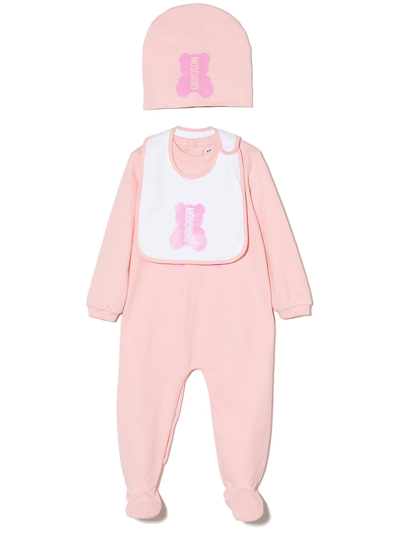 Moschino Logo-print Babygrow Set In Pink