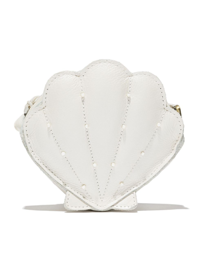 Donsje Kids' White Shelly Scallop Leather Cross Body Bag