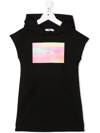 Msgm Hooded T-shirt Dress In Black