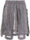 Ganni Floral-print Panelled Mini Skirt In Black