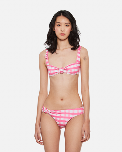 Jacquemus Le Haut Vichy Checked Bikini Top In Pink