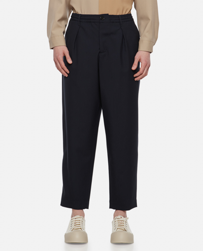 Marni Casual Wool Pants In Blue