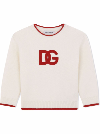 Dolce & Gabbana Babies' Logo-print Wool Jumper In White