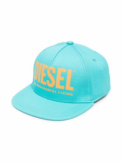 Diesel Kids' Logo Embroidered Cap In Blue