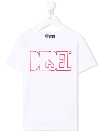 Diesel Kids' Logo Crew-neck T-shirt In White