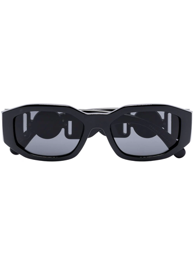 Versace Medusa Head Rectangle-frame Sunglasses In Black