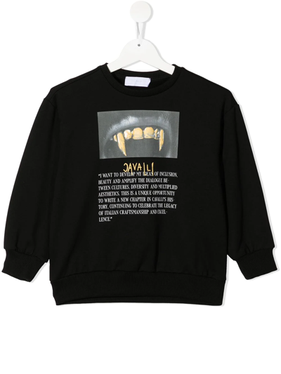 Roberto Cavalli Junior Kids' Graphic-logo Print Sweatshirt In Black