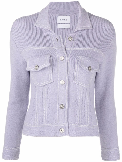Barrie Fitted Cashmere-blend Cardigan In Purple