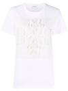 Barrie Embroidered Panelled T-shirt In White