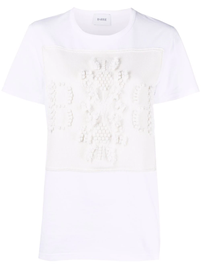 Barrie Embroidered Panelled T-shirt In White