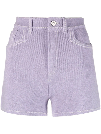 Barrie High-waisted Cashmere-blend Shorts In Purple