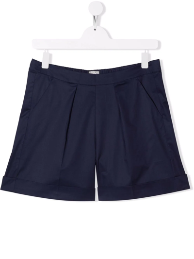 Il Gufo Kids' Stretch Pleated Shorts In Blue