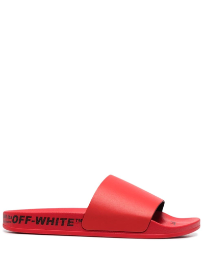 Off-white Industrial Logo拖鞋 In Red