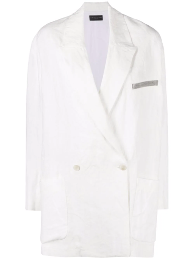 Fabiana Filippi Metallic Detail Double Breasted Blazer In White