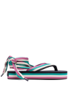 Isabel Marant Multicolor Canvas Tuoni Striped Thong Sandals In Green