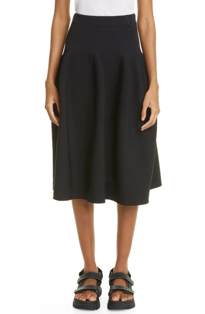 Cfcl Pottery Flared-hem Recycled-polyester Knitted Midi Skirt In Black