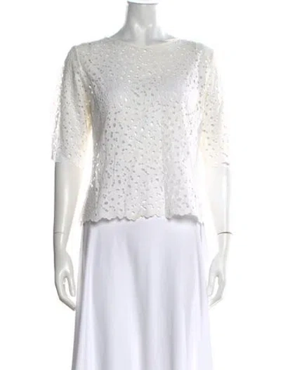 Pre-owned 45r Crew Neck Three-quarter Sleeve Top In White