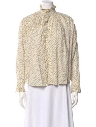 Pre-owned 45r Floral Print Long Sleeve Blouse In Neutral