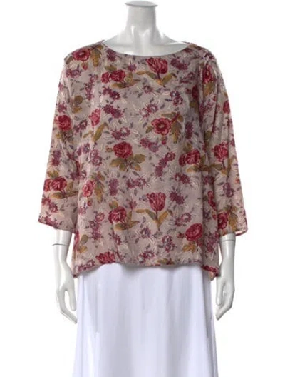 Pre-owned 45r Floral Print Scoop Neck Top In Multi