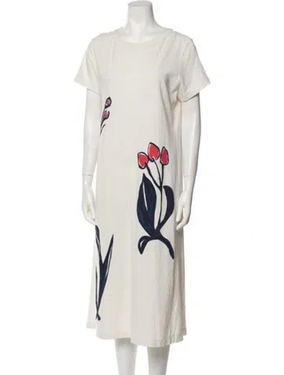 Pre-owned 45r Graphic Print Midi Length Dress In Neutral