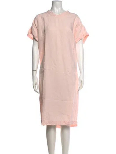 Pre-owned 45r Linen Midi Length Dress In Pink