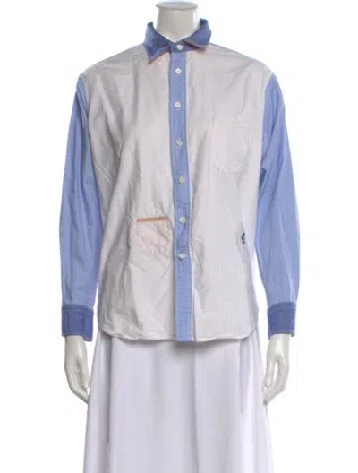 Pre-owned 45r Long Sleeve Button-up Top In White
