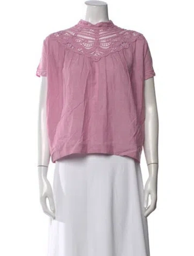 Pre-owned 45r Mock Neck Short Sleeve Top In Pink