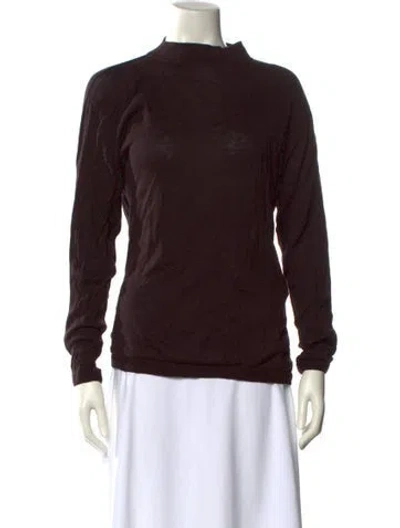 Pre-owned 45r Mock Neck Sweater In Brown