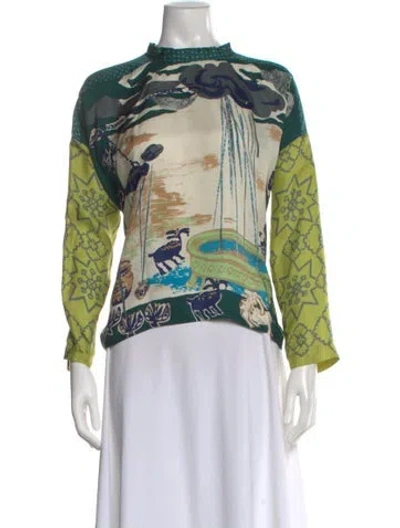 Pre-owned 45r Silk Printed Top In Multi
